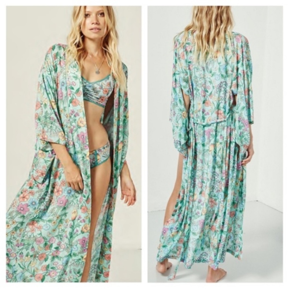 Spell‎ Sayulita Kimono Floral Boho Duster Birthstone OS EUC